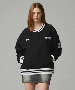 26 자수 스포티 저지 맨투맨 블랙