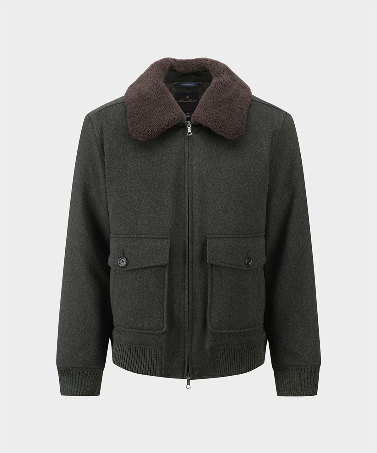 브룩스 브라더스(BROOKS BROTHERS) 시어링 칼라 항공 점퍼 (올리브) (BBOJMM4869KEF)