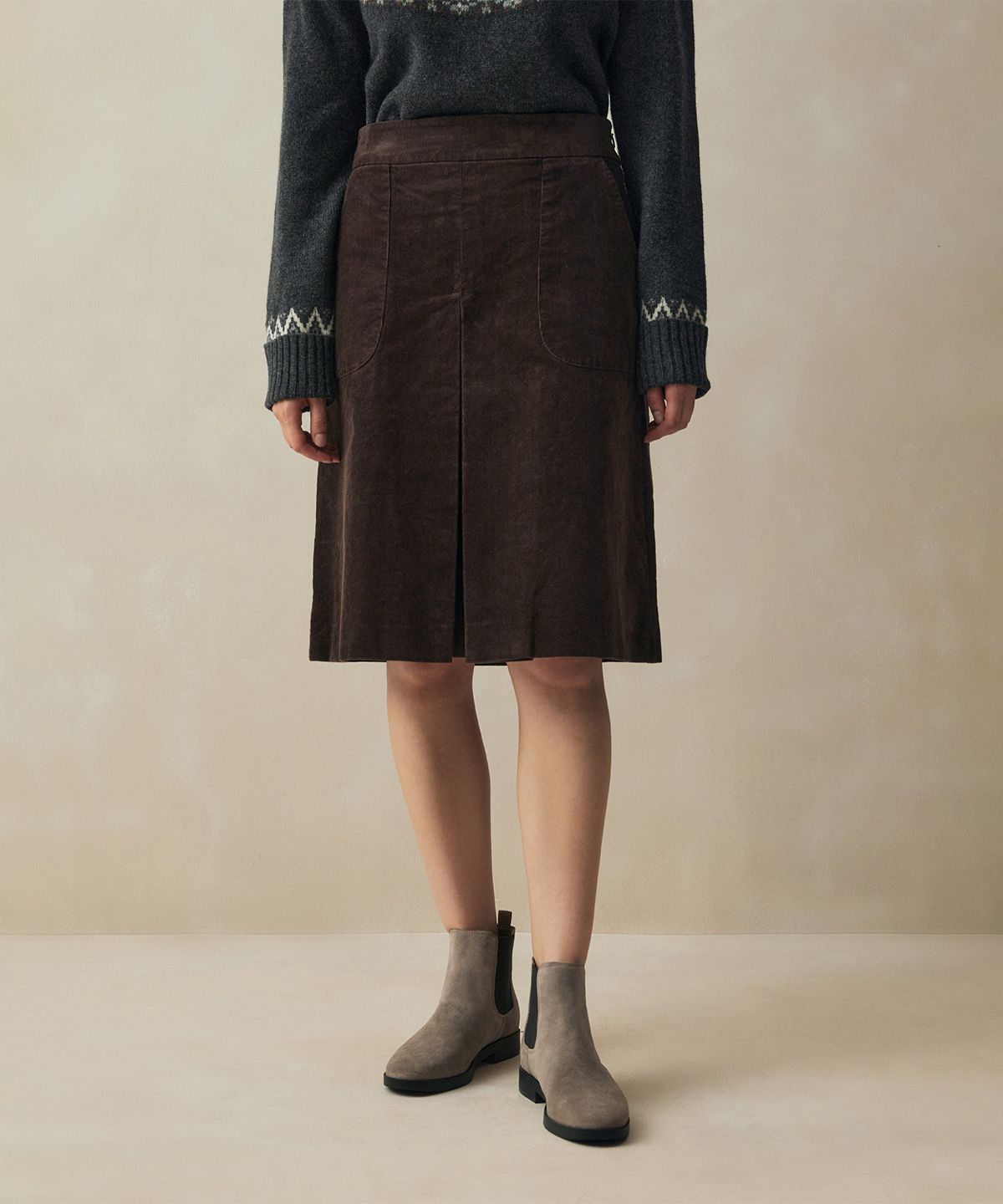 브룩스 브라더스(BROOKS BROTHERS) 코듀로이 A라인 스커트 (브라운) (BBKZWF59904EF)