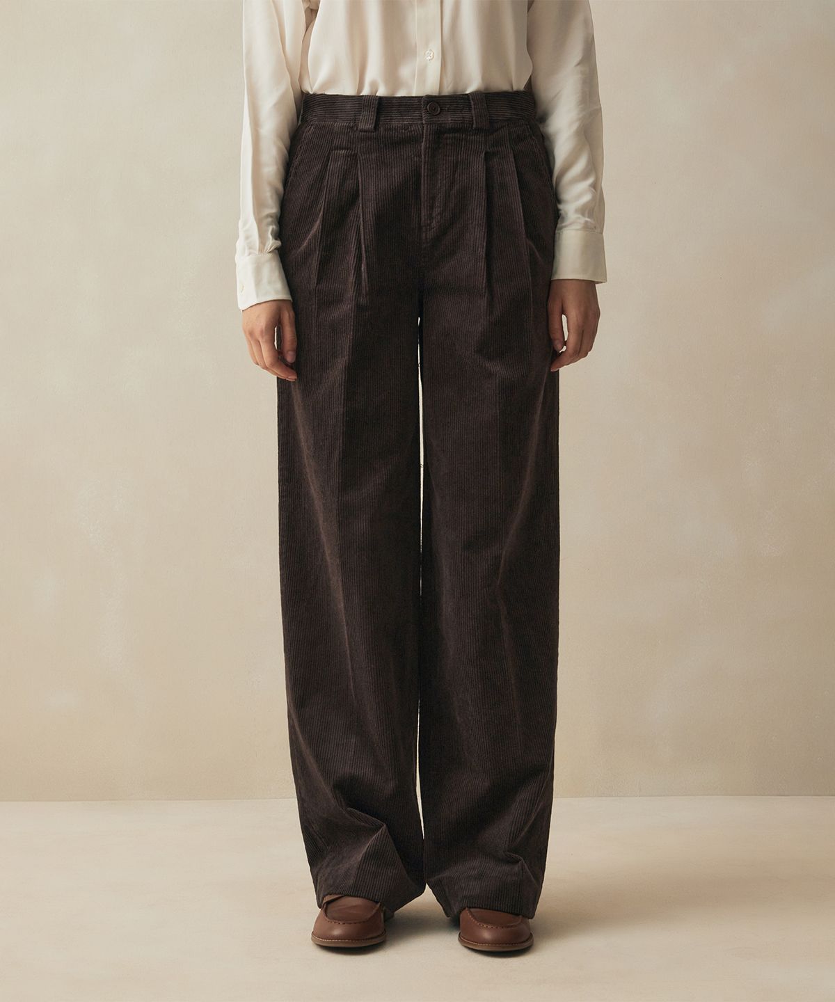 브룩스 브라더스(BROOKS BROTHERS) [여성] 코듀로이 와이드 팬츠 (브라운) (BBPCWM71944EF)