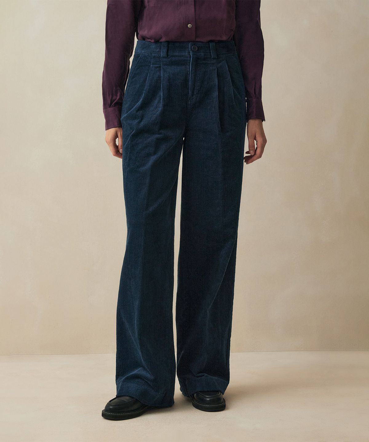 브룩스 브라더스(BROOKS BROTHERS) [여성] 코듀로이 와이드 팬츠 (블루) (BBPCWM7193MEF)