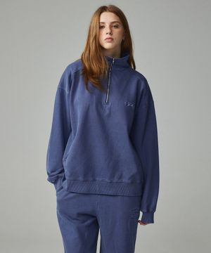 피그먼트 자수 아노락 집업 맨투맨 네이비