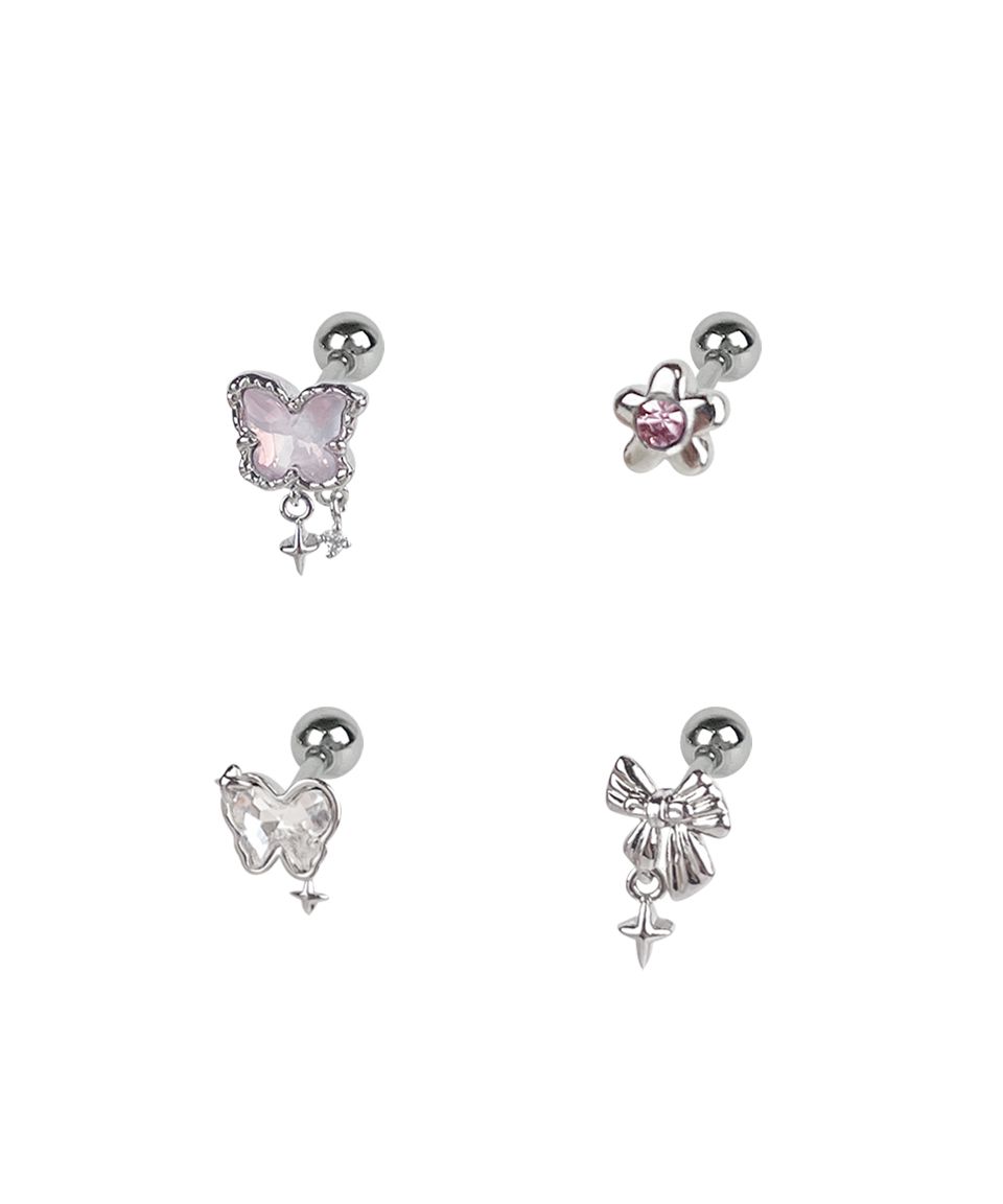 ●VVV● SET Aurora Butterfly Ribbon Piercing 24FWER053F MUSINSA | VVV [SET] Aurora Butterfly Ribbon Piercing