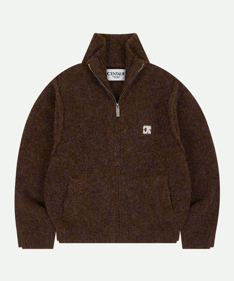 CENTAUR CALMING KNIT ZIP-UP_BROWN
