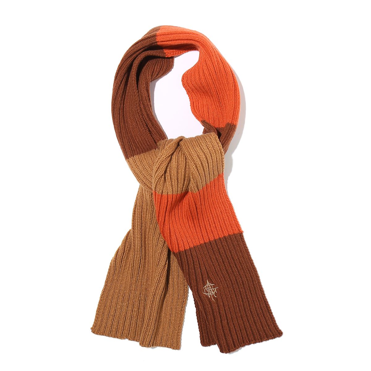 오가프(OGARP) Stripe Knit Muffler Brown