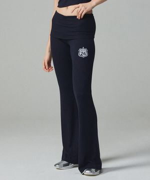 웨스턴 로고 레이어드 부츠컷 팬츠 네이비