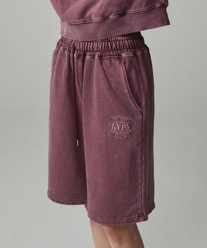 피그먼트 어센틱 자수 버뮤다 팬츠 와인