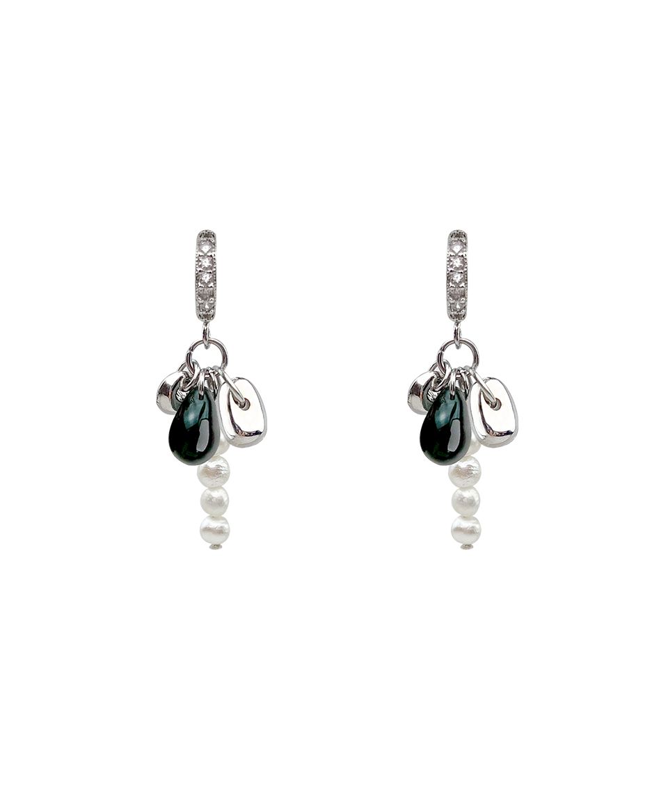 ●VVV● SET Waterdrop Pearl Logo Surgical Necklace Earrings MUSINSA | VVV Waterdrop Pearl Logo Surgical Earrings