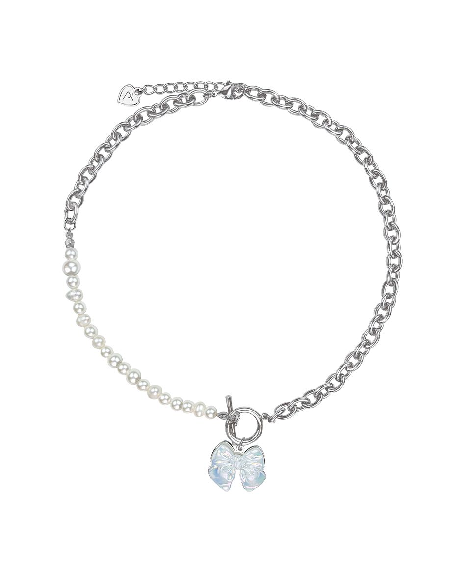 ●VVV● Aurora Ribbon Pearl Chain Toggle Surgical Necklace 2 MUSINSA | VVV Aurora Ribbon Pearl Chain Toggle Surgical Necklace
