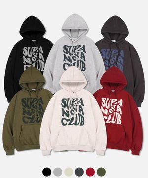 [2PACK] 슈퍼노바클럽 로고 오버핏 후드 티셔츠 6COLOR [논기모 OR 기모 선택]