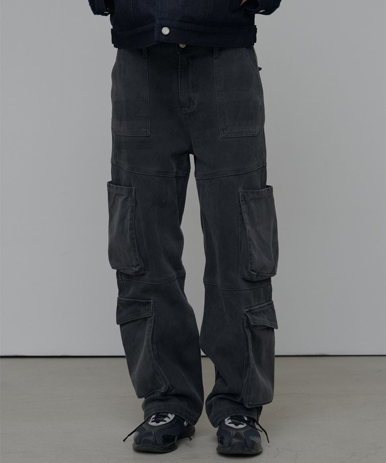 CAMELLIA BIG CARGO PANTS-CHARCOAL