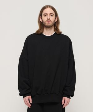 라운드넥 포인트 라그랑 쭈리 맨투맨 (블랙)