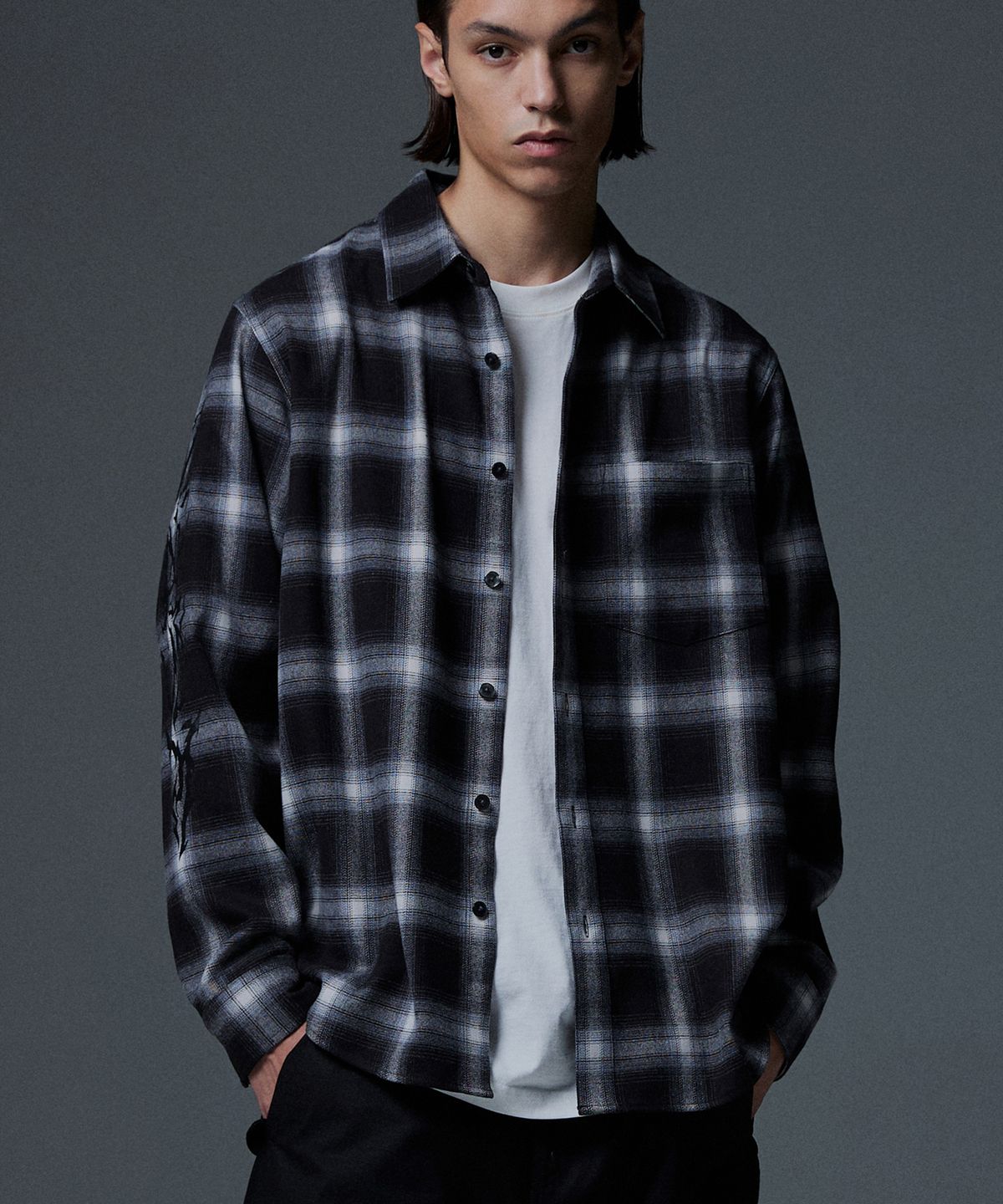 낫포너드(NOT4NERD) N4ND Offshoot Flannel Shirt - Black