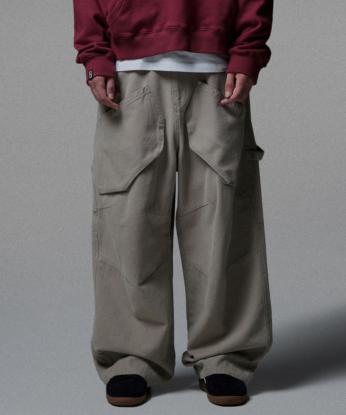 낫포너드(NOT4NERD) Oxford Fatigue Baggy Pants - Beige