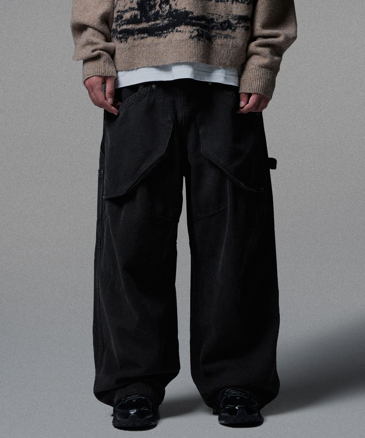 낫포너드(NOT4NERD) Oxford Fatigue Baggy Pants - Black