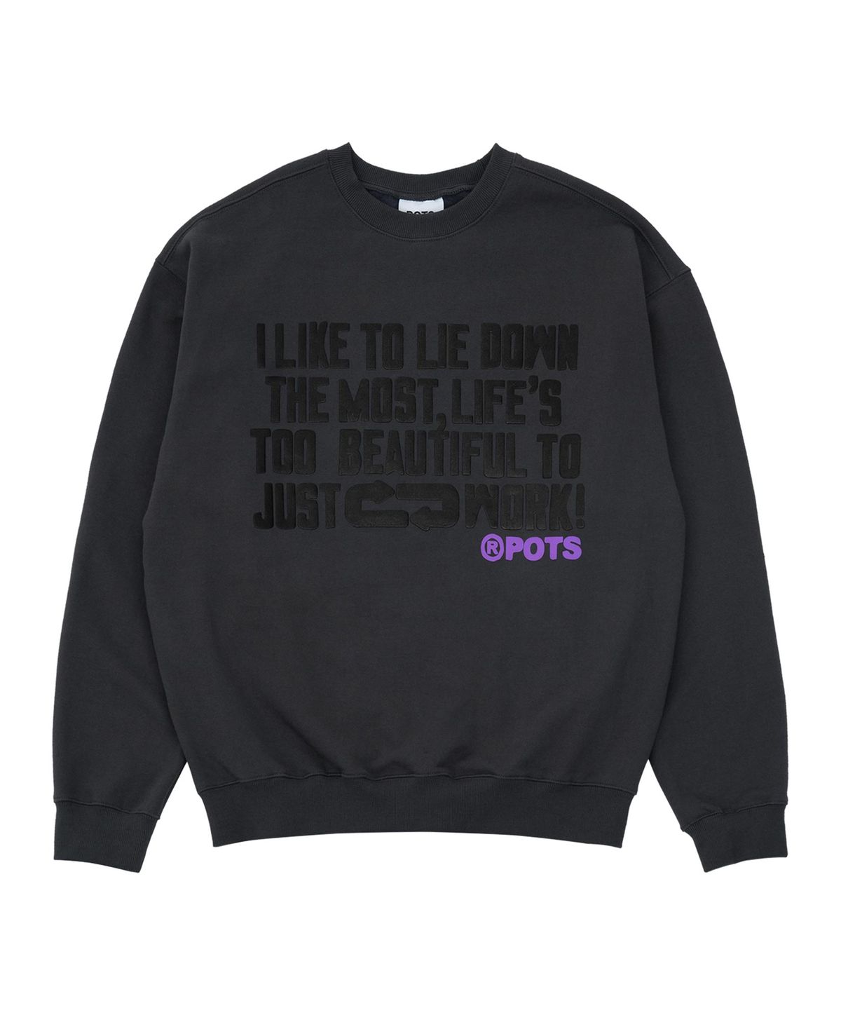 퍼츠(POTS) BURN OUT SWEATSHIRT [CHACOAL]