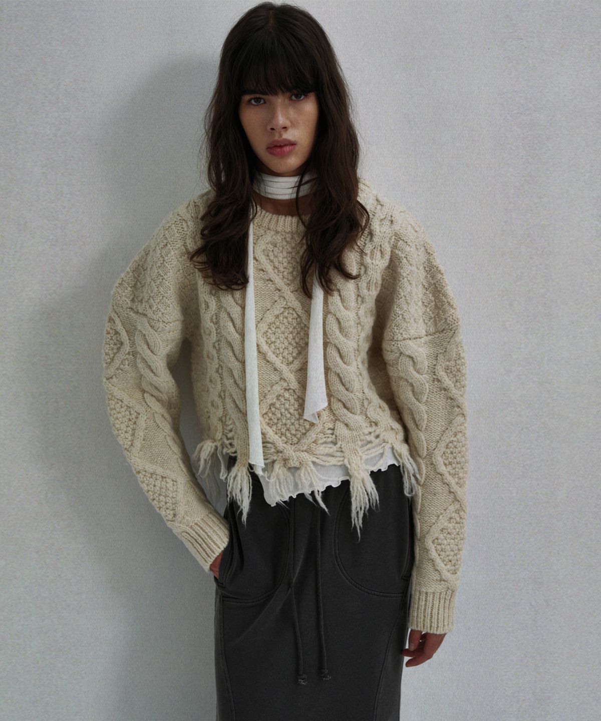 에스이오(s/e/o) CHUNKY CABLE SWEATER_CREAM