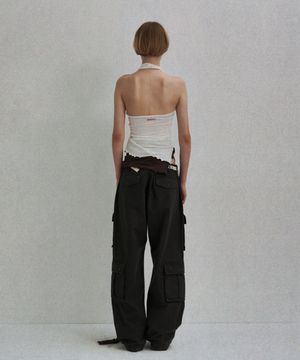 WASHED COTTON CANVAS CARGO PANTS_CHARCOAL