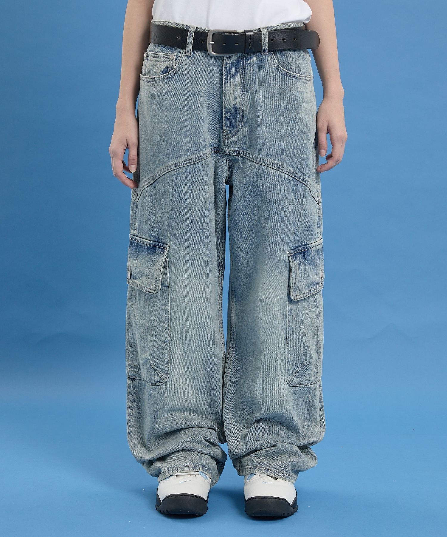 【WAIKEI】Yellow Washed Cargo Denim Pants 2色 MUSINSA公式 | WAI KEI Yellow Washed Cargo Denim Pants Light Blue