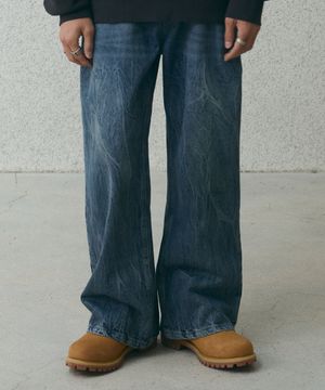 엠보 워싱 플레어 데님 팬츠 [인디고]