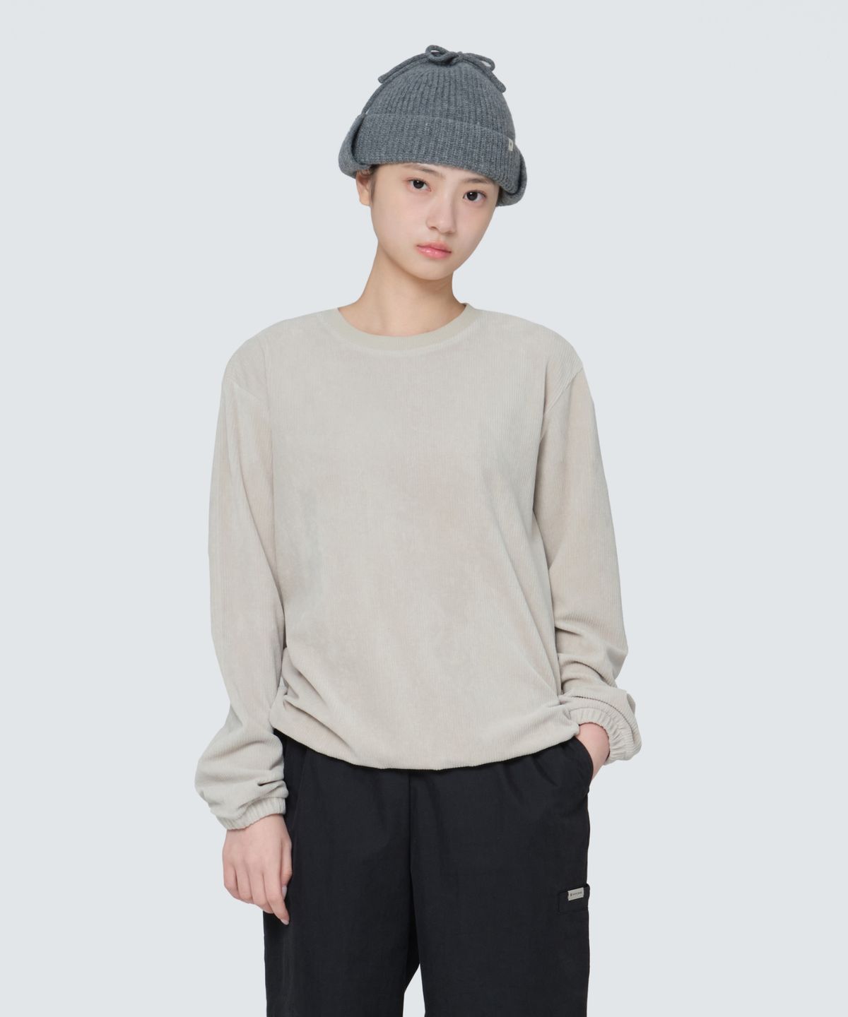 스노우피크 어패럴(SNOWPEAK APPAREL) 코듀로이 여성 맨투맨 (S24WWFHT71) Light Beige
