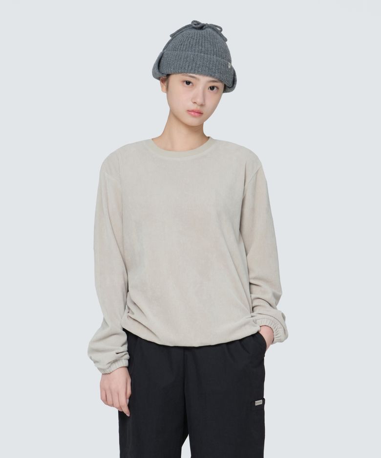 코듀로이 여성 맨투맨 (S24WWFHT71) Light Beige