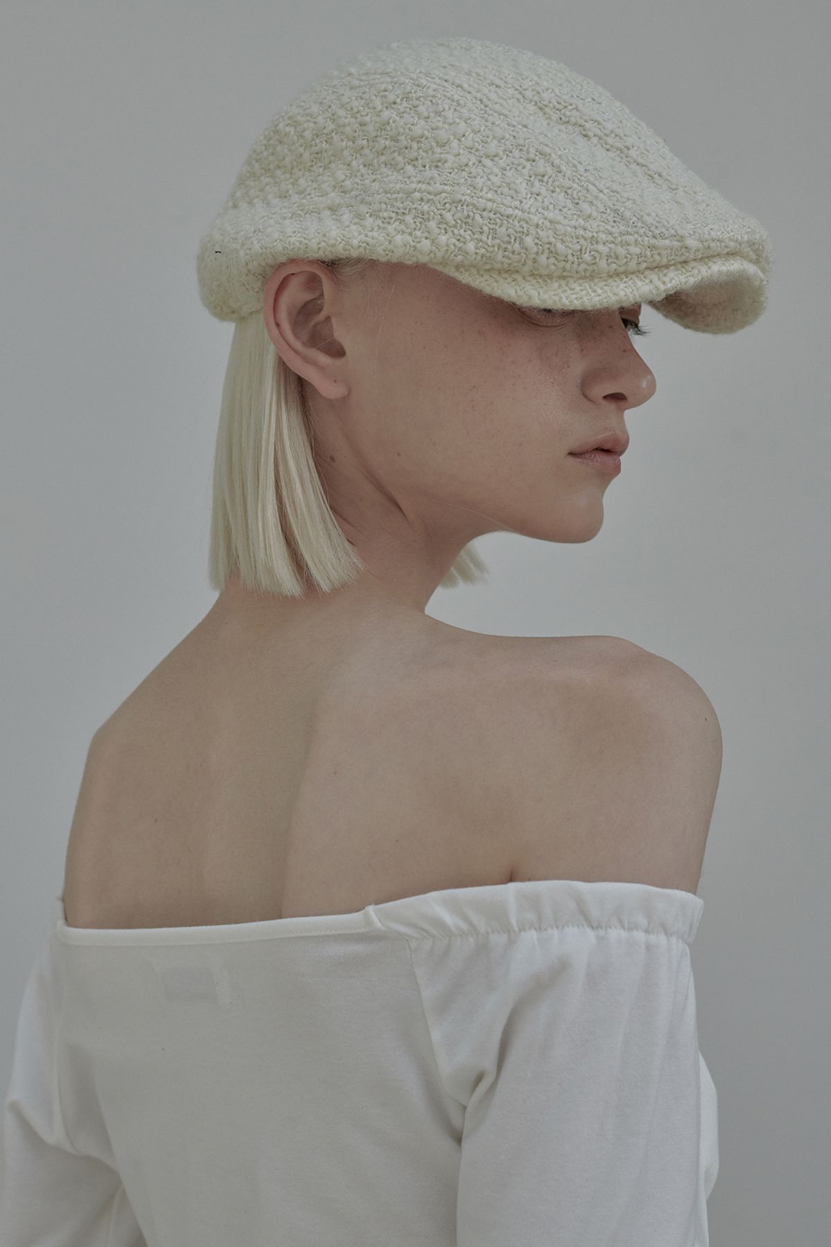 마우솔레움(MAU SOLEUM) Tweed Hunting Cap - Navy,Ivory