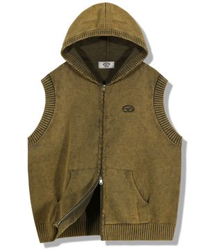 워싱 니트베스트 집업