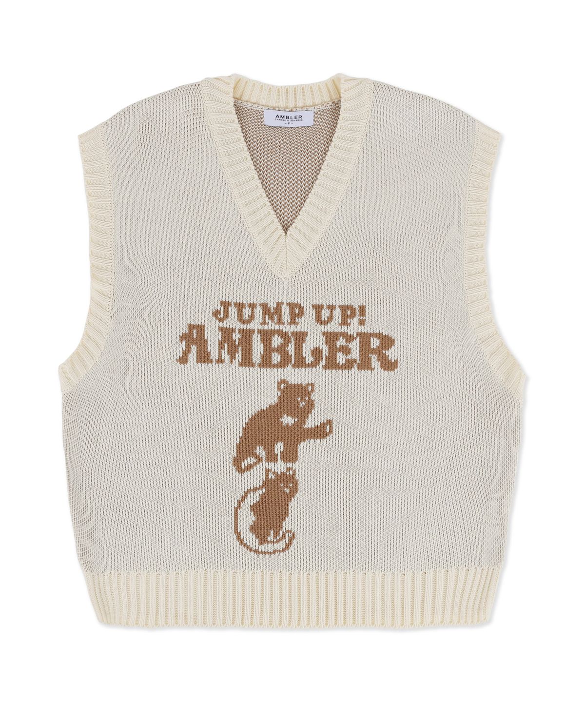 엠블러(AMBLER) Jump up, super star! 스웨터 니트 베스트 AKN502 (아이보리)