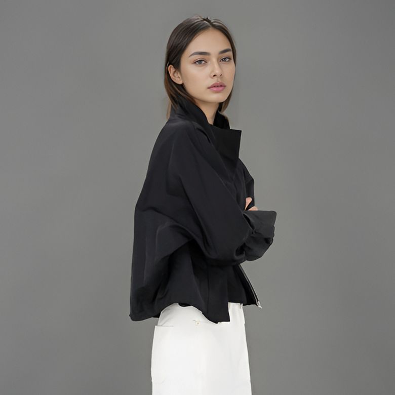 High Neck Zip up Jumper _Black