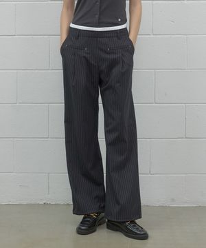 더블 웨이스트 와이드 팬츠 NV