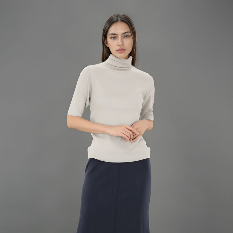 Turtle Neck Ribbed Knit _L.Grey