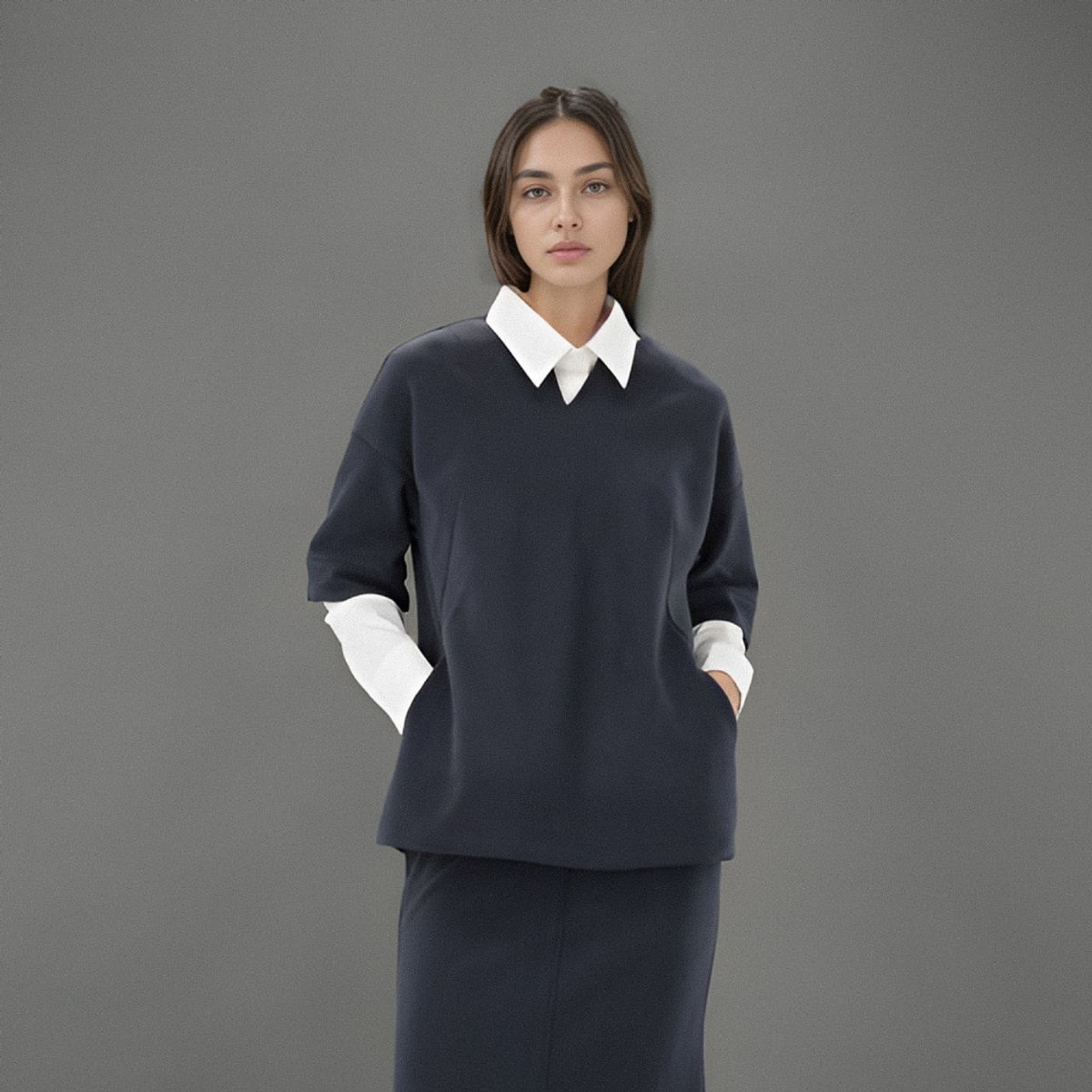 아쿠드(ACUD) Layering Volume T-shirt _Navy