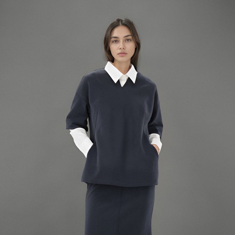 Layering Volume T-shirt _Navy