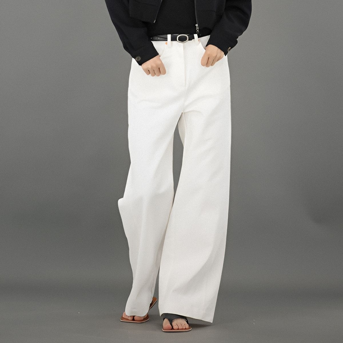 아쿠드(ACUD) Semi Wide Denim Jean Pants _White