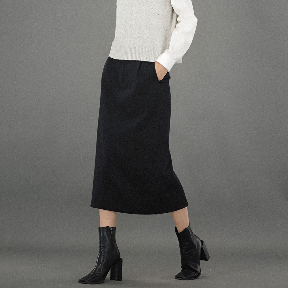 아쿠드(ACUD) Comfort All day Midi Skrt _Black