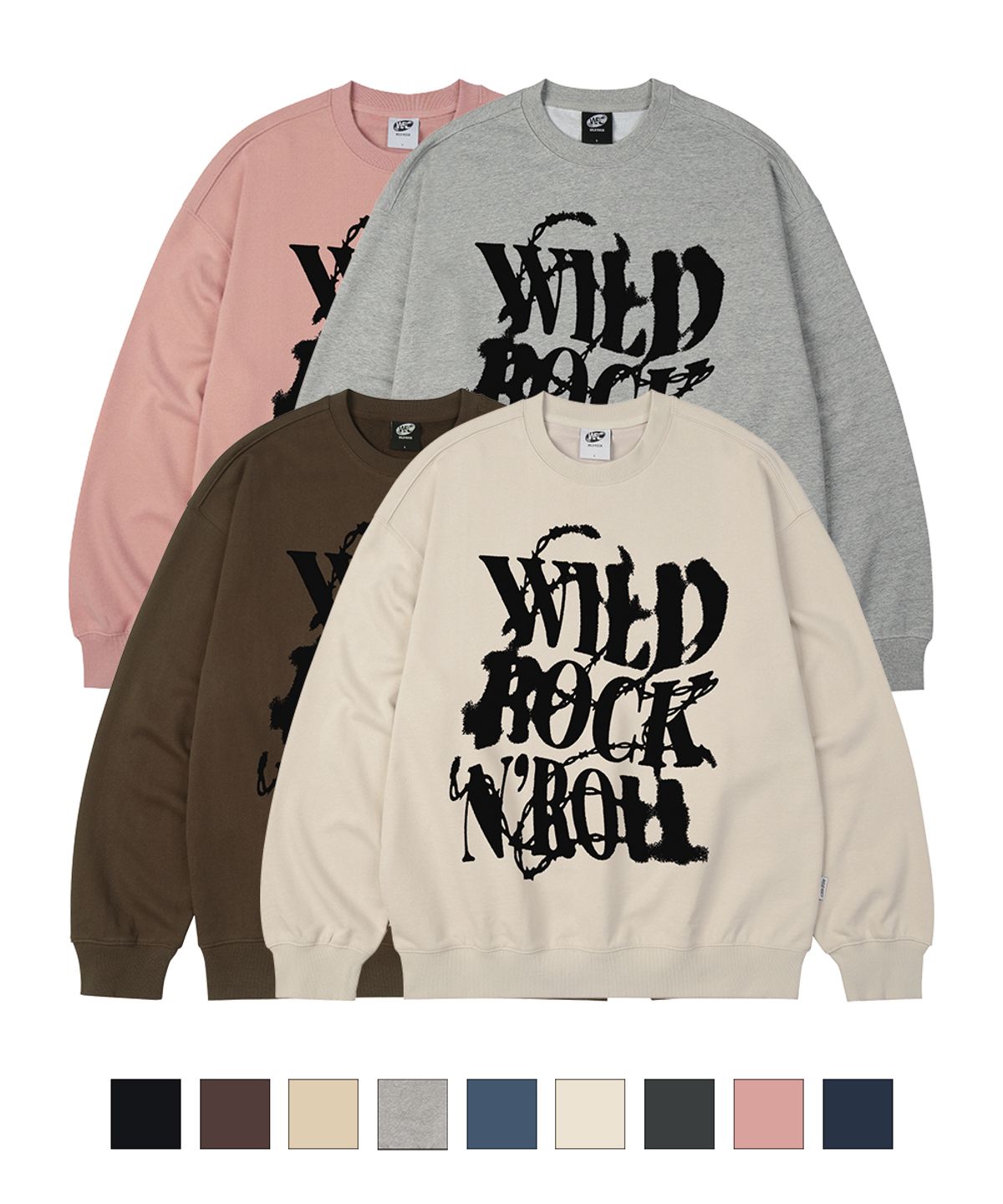 와일드락(WILDROCK) (기모추가) 와일드 락 앤 롤  맨투맨_7 COL