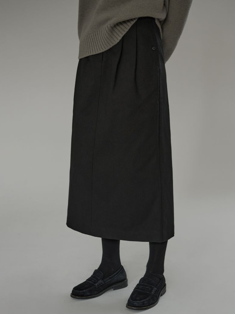 [3rd] Cotton H-line skirt (black)