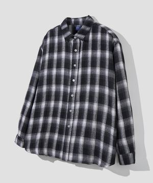 오버핏 플란넬 체크 셔츠 [블랙]