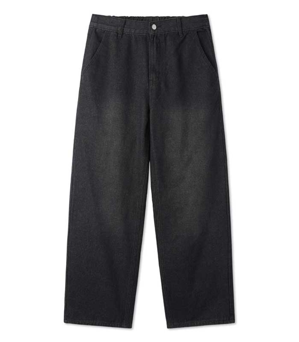 블랙브라운(BLACKBROWN) 와이드핏  밴딩 데님 팬츠 [WASHED BLACK]