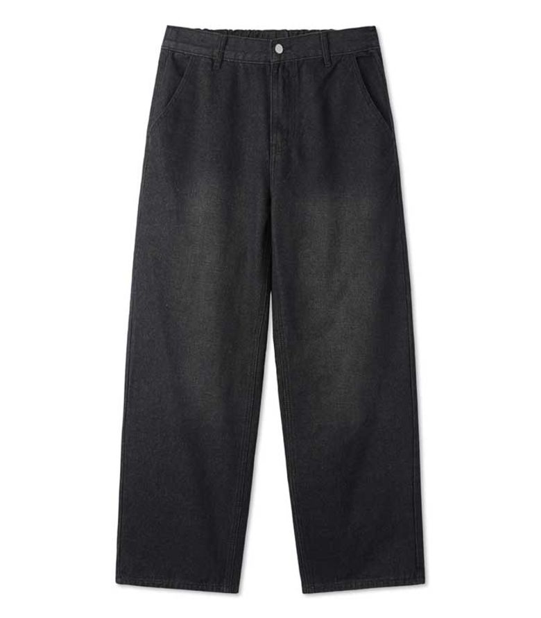와이드핏  밴딩 데님 팬츠 [WASHED BLACK]