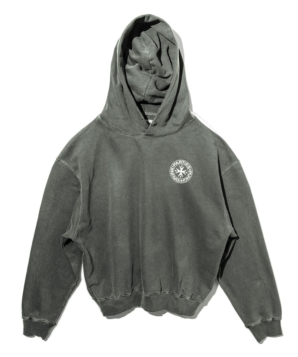 펀치드렁크파티즈(PUNCH DRUNK PARTIES) Circle Logo Garment Dyed Hoodie (KHAKI)