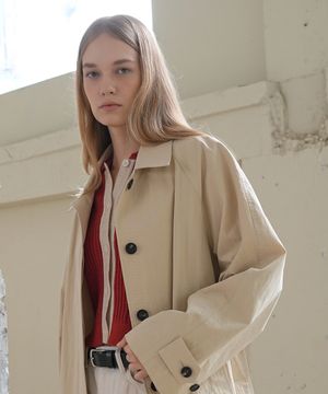 HIDDEN BUTTON TRENCH COAT / BEIGE