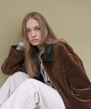 CORDUROY ZIP-UP JACKET  / BROWN