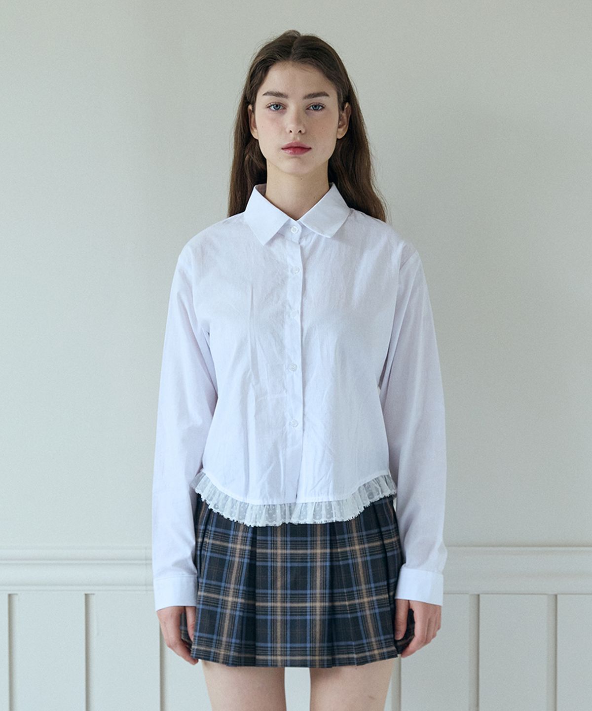 핑크파인애플(PINK PINEAPPLE) LACE LAYERED SHIRT_WHITE