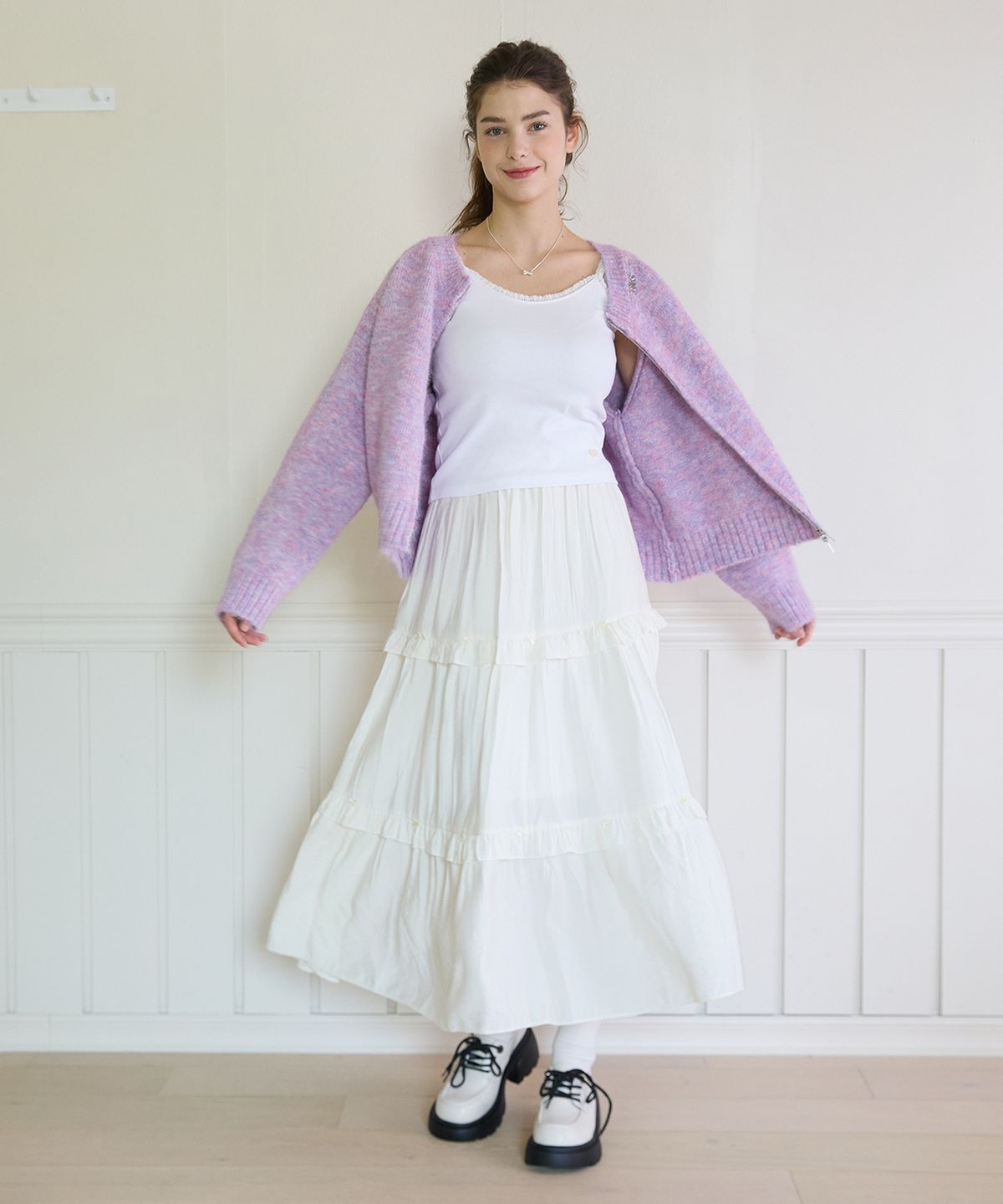 핑크파인애플(PINK PINEAPPLE) EMMA TIERED SKIRT_IVORY