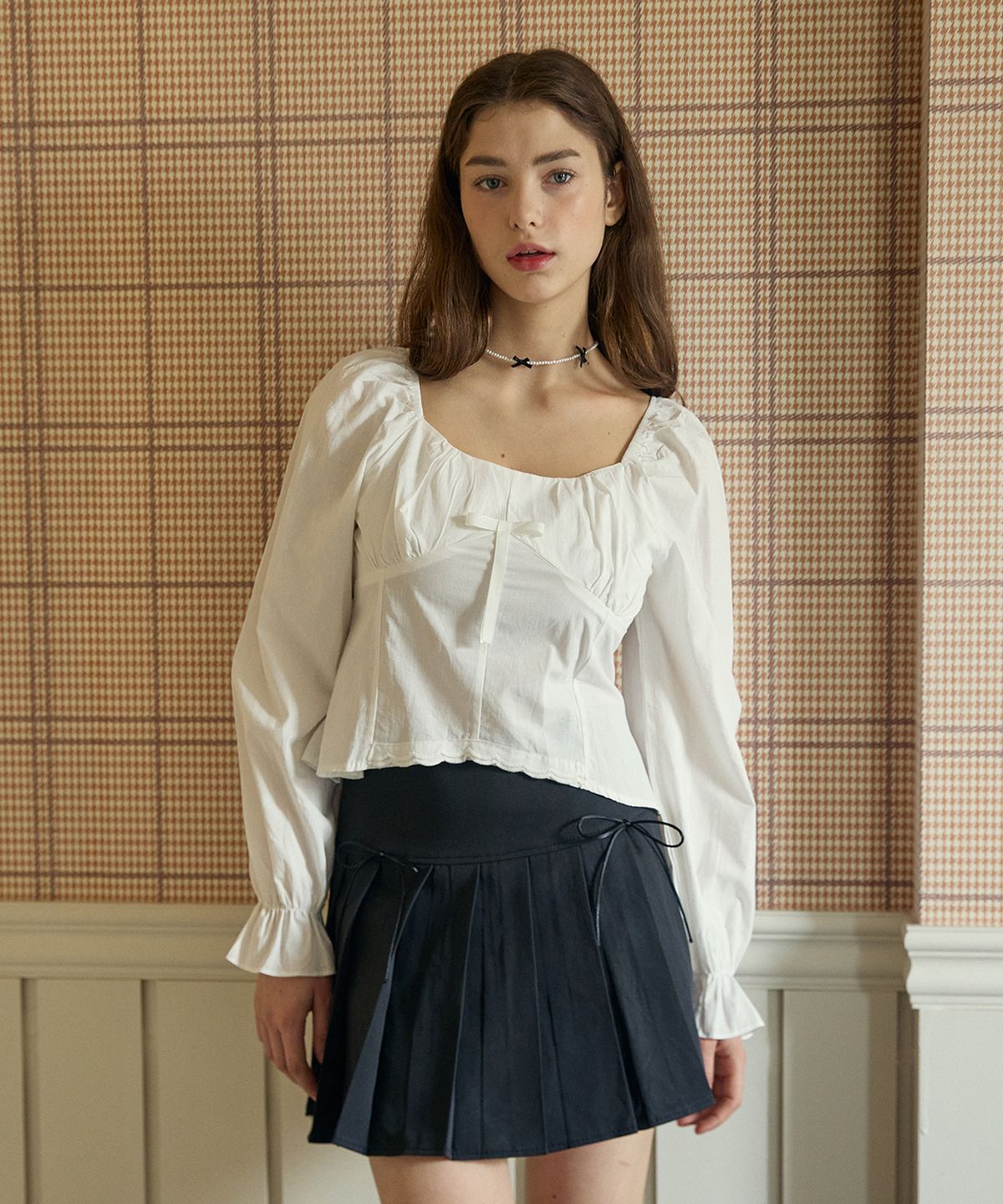 핑크파인애플(PINK PINEAPPLE) COQUETTE RIBBON BLOUSE_WHITE