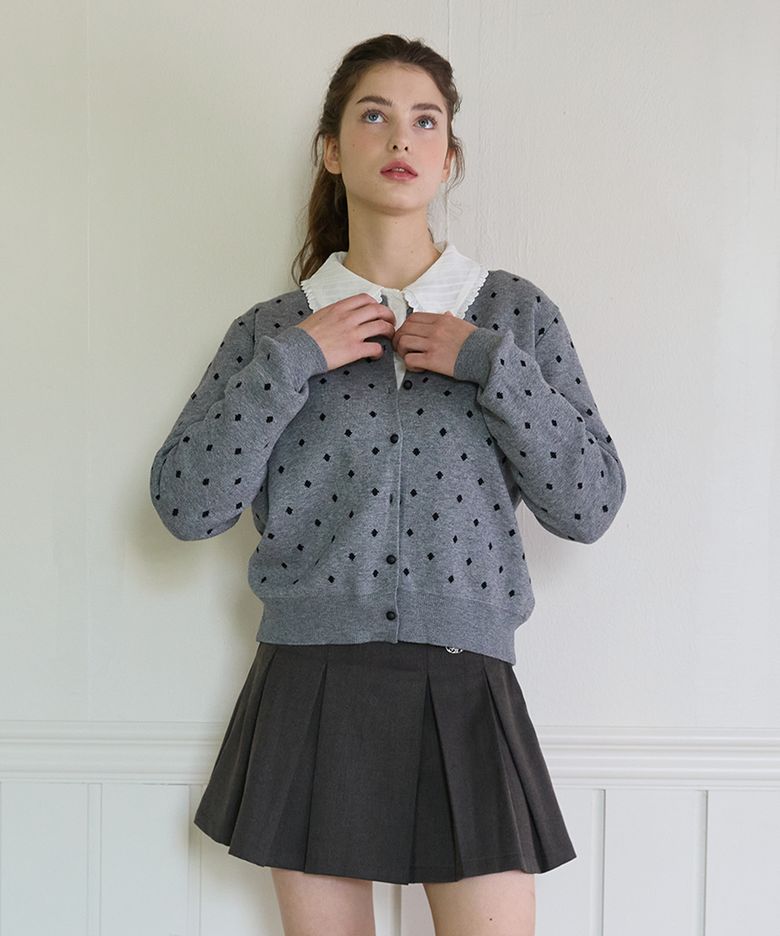 POLKA DOT CARDIGAN_GREY