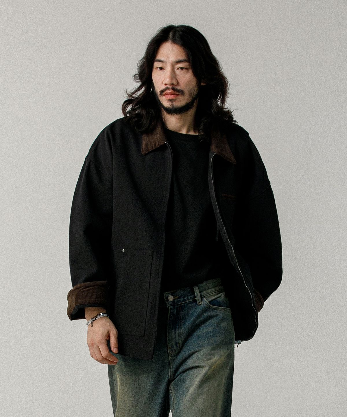 러기드하우스(RUGGED HOUSE) 하드 워크 코튼 옥스퍼드 자켓 블랙