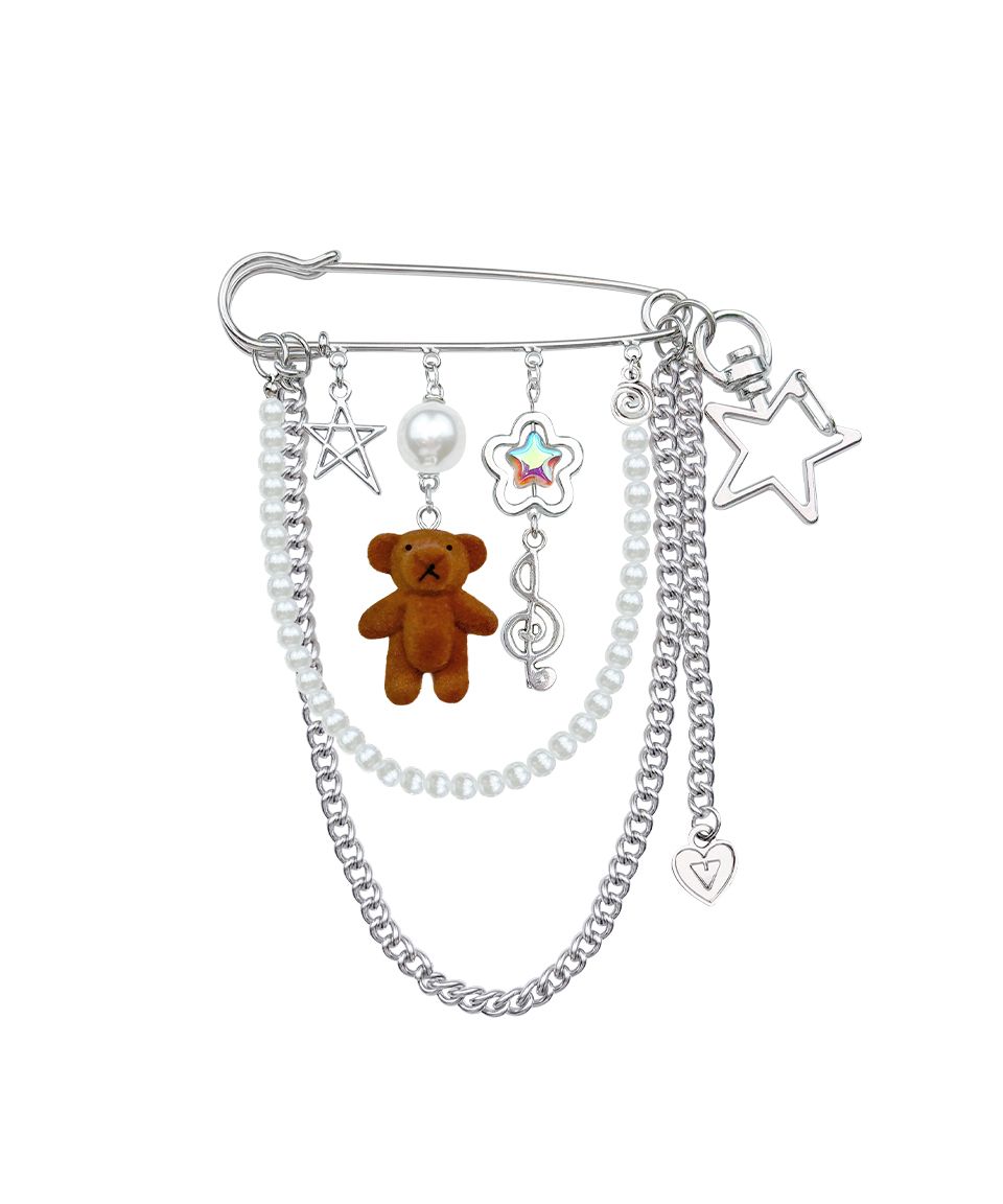 VVV☆ANIMAL PEARL CHAIN SAFETY PIN KEYRING MUSINSA | VVV Animal Pearl Chain Safety Pin Keyring